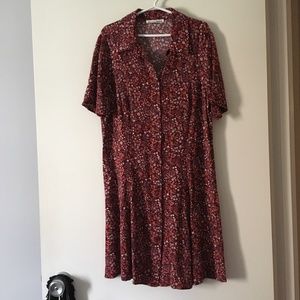 REFORMATION Red Floral Print Shirt Dress XS